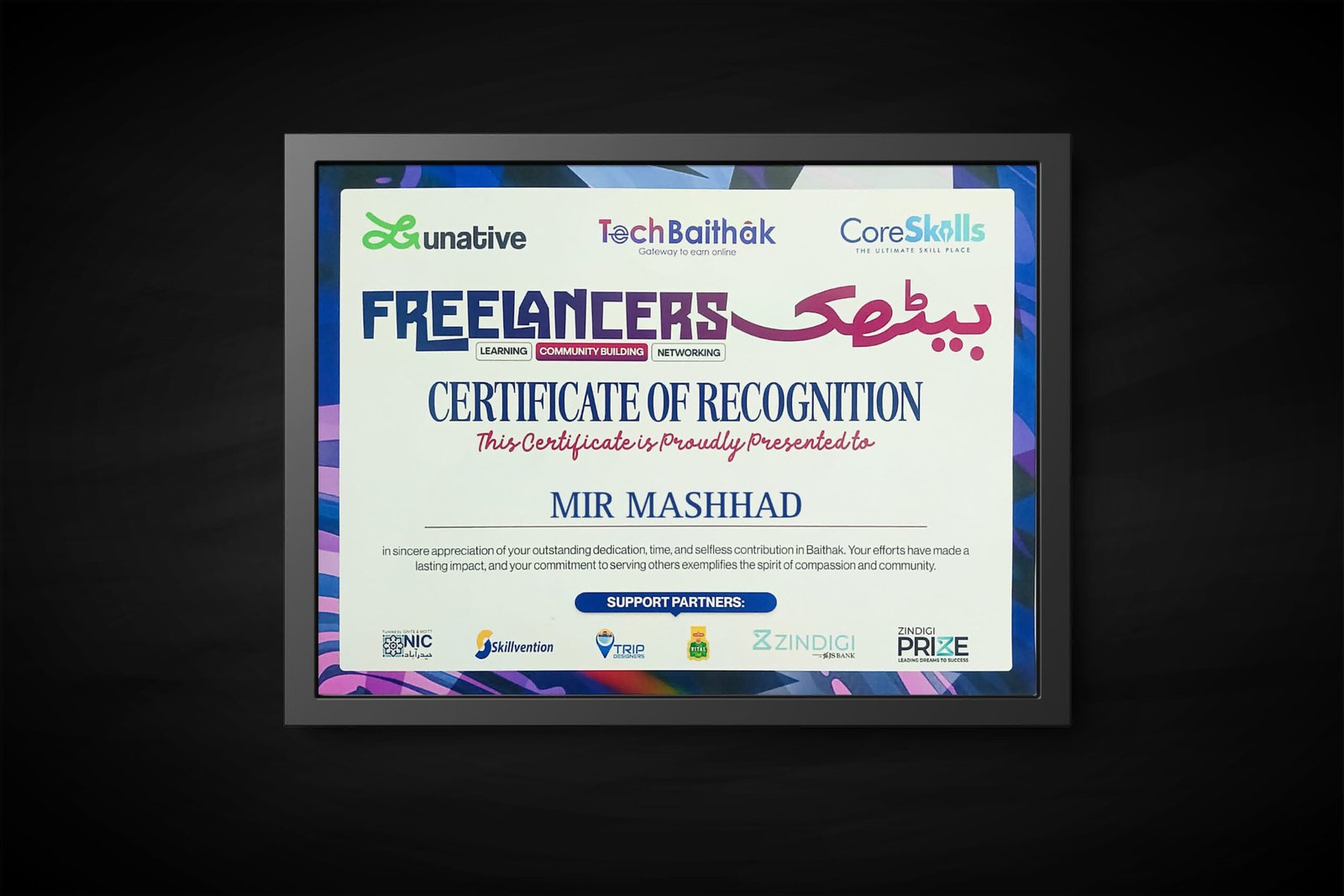 Freelancers Baithak Certificate