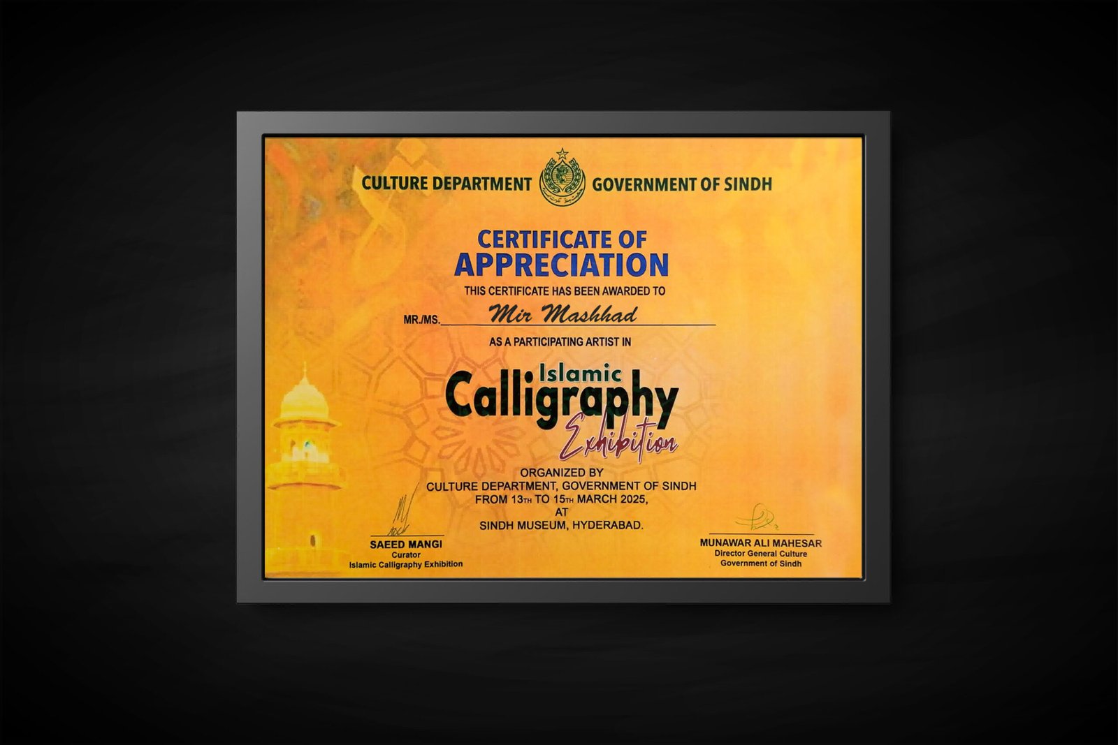 Government of Sindh Certificate